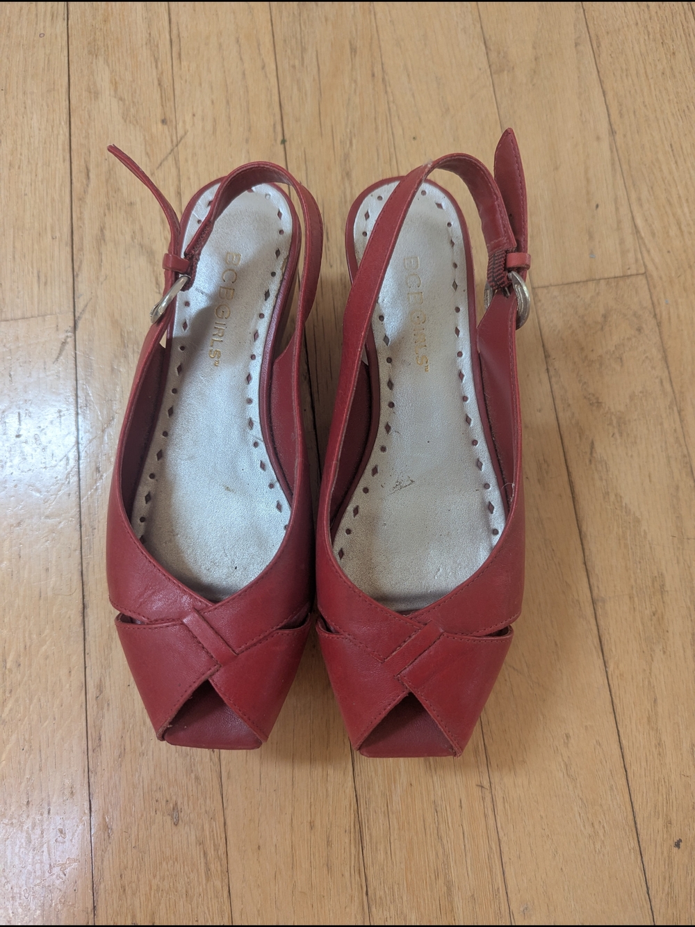 BCBGirls Red Peep-Toe Slingback Heels 5.5